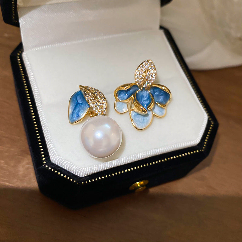 Blue Enamel C-Shaped Stud Earrings - view 8