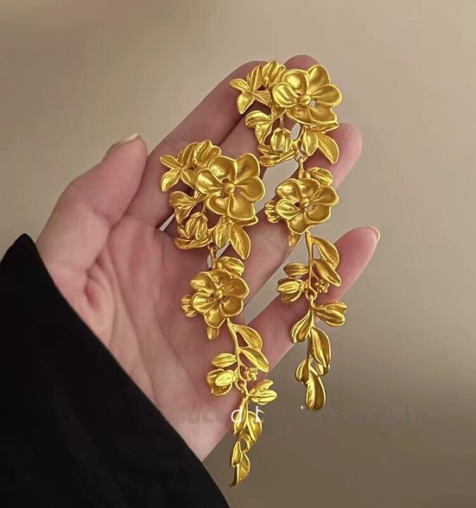 French Zircon Long Tassel Drop Earrings - view 12