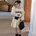 Girls' Letter Print Hoodie Dress - Athletic Fall Style