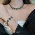 Retro Vintage Breeze Rhinestone Round Flower Necklace Set Fashionable Clavicle Chain Light Luxury Premium Necklace Women