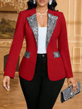 Women's Elegant Versatile Lapel Collar Sequin Blazer 2026 - White