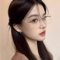 Light-Changing Prescription Glasses Pure Seduction Starry Sky Rimless Blue-Light Lens Bare Face Big Frame Slender Glasses Prescription Sunglasses