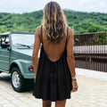 Solid Color Backless Slip Dress - European Style Casual Summer Maxi Dress