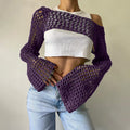 Women's Fall Casual Sexy Wool Flared Sleeve Cropped Flared Sweater 2026 - Green