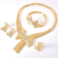Overseas Dubai 18K Gold Bride Knot Wedding Necklace Earrings Set Ring Bracelet Set India Women Banquet Jewelry Set