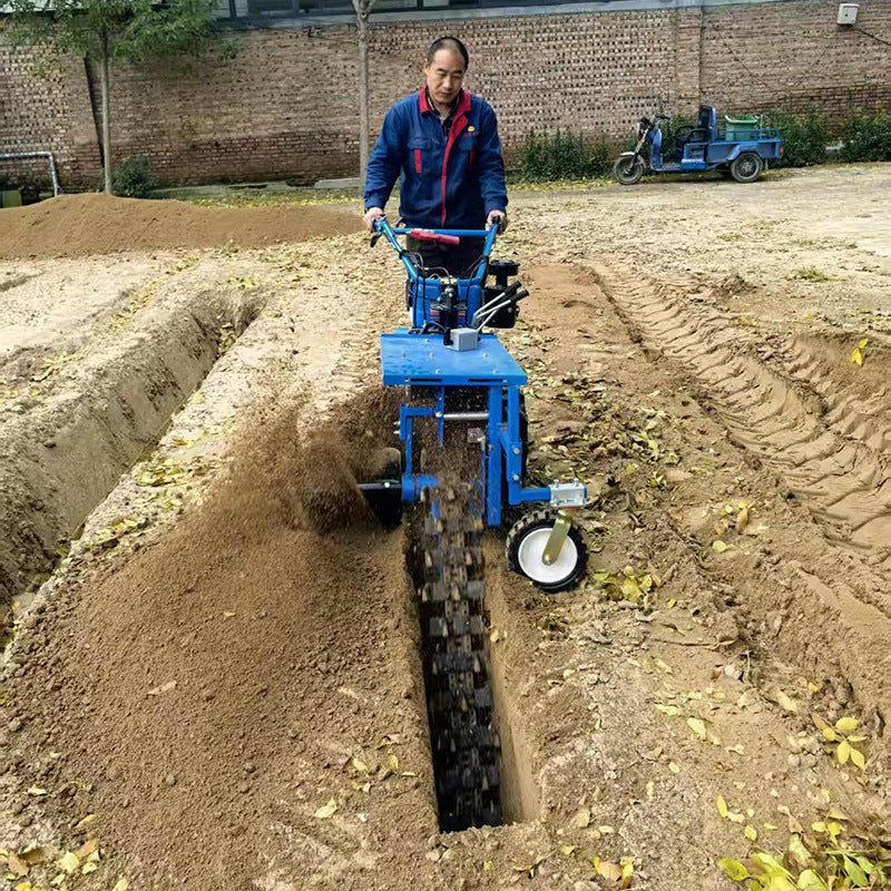 Hand-held single and double chain trenching machine diesel orchard multifunctional agricultural trenching machine cable pipeline trenching machine