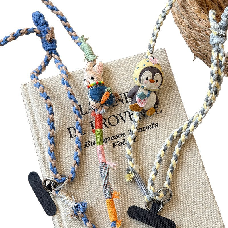 Handwoven Penguin and Bunny Phone Charm - view 5