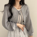 Women's Korean Chic Lantern Sleeve Short Cardigan