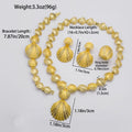 Western Retro French Feel Frosted Gold Shell Cutout Design Long Style Necklace Bracelet Set Earrings Ring Simple Set