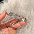 Light Luxury Premium Full Diamond Bangle Women Silver Titanium Fade-Resistant Bangle Bracelet New Couples Hand Jewelry Item