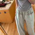 Spring-Summer Korean Casual Plus Size High Waist Striped Drapey Loose Pants