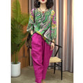 Spring-Summer Ethnic Retro Linen Cotton Printed Harem Pants + Top 2-Piece Set