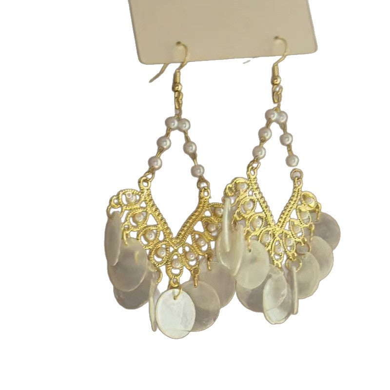Bohemian Crystal Teardrop Beaded Tassel Earrings - view 5