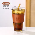 玻璃杯高颜值ins风礼品广告水杯吸管杯印制logo水杯伴手礼竹节杯