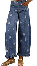 Retro Patchwork Printed Floral Loose Wide Leg Pants + Pants