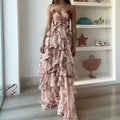 Multi-Layer Ruffle Butterfly Maxi Dress - Fashion Long Dress for Summer Women