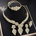 Dubai Gold Overseas 18K Gold Bride Knot Wedding Necklace Earrings Set Ring Bracelet Set Huawei Beauty India Women Banquet Set