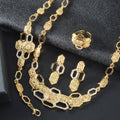 Retro Style New Oval Round Honeycomb Pendant Piece Rhinestone Elegant Light Luxury Banquet Set Necklace Bracelet Set Earrings Ring