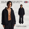 AR Men's Fall/Winter Distressed Frayed Edge Spliced Zip Hoodie
