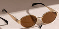 2 Pair Wear Fashionable Oval Round Women Sunglasses Premium Influencer Street Snap Simple French Glasses Retro Gold Metal Sunglasses