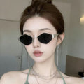 2026 New Quilted Shape Sunglasses Niche Design Style Asymmetric Influencer Street Snap Premium Polygon Sunglasses