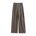 Summer Korean Casual High Waist Striped Loose Straight Leg Wide Leg Pants + Pants