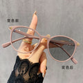 Photochromic Presbyopia Glasses Ultra-Light Style Contrast Bare Face Older Adults Fashionable HD Retro Round Anti-Blue-Light Reading