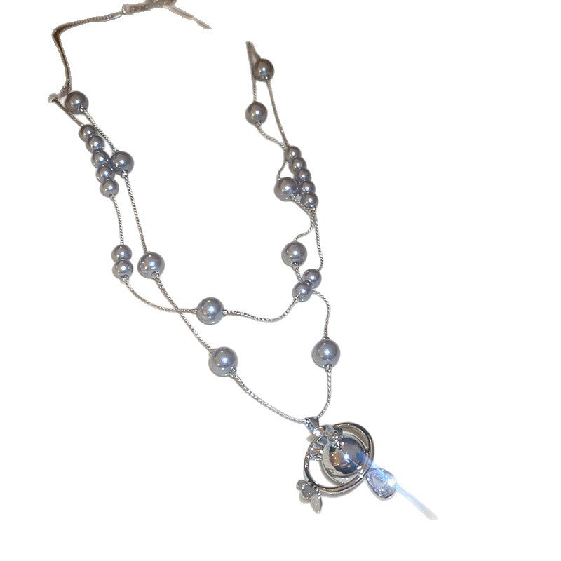 French Multi-Layer Pearl Necklace - view 4