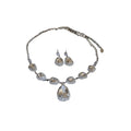 Glacier Aurora ~ Rhinestone Super Sparkle Teardrop Stud Earring Necklace Set Banquet Ambient Feel Choker Versatile Heavy-Duty Necklace