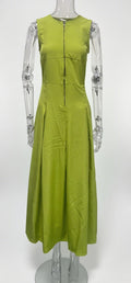 Women's Office Fashion Sleeveless High Waist Fitted Dress + Long Skirt 2026 - Green