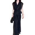 Spring-Summer Fashion Elegant Short Sleeve Wide Leg Pants + Top 2-Piece Set