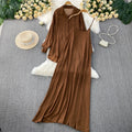 Casual Slimming Long Sleeve Lightweight Loose Dress + Shirt + Camisole 2-Piece Set