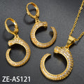 Overseas Bestseller Western Designer Style Fashionable High-End Cubic Zirconia Gold-Plated Earrings Pendant Jewelry Set Fashionable Versatile