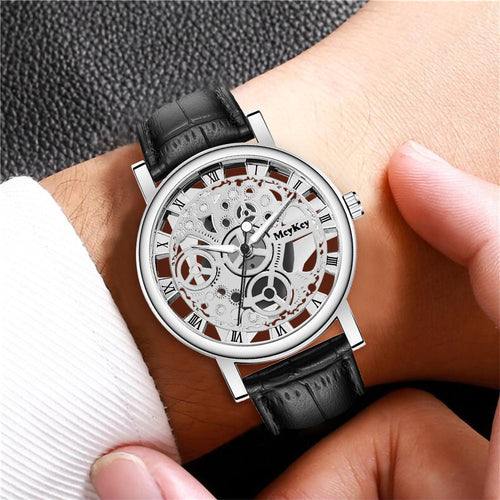 New Watch Men Clear Base Cutout Imit. Mechanical Watch Men Belt Quartz Watch In Stock Watch Wholesale