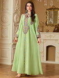 Women's Ethnic Long Sleeve Loose Dress + Long Skirt Set 2026 | Summer Mini Skirt - Apricot