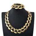 Overseas India Jewelry Gold Statement Geometric Cutout Necklace Bracelet Set Height Precious Bride Accessory Set Women