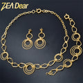 Middle East Oval Round Chain Necklace Bracelet Set Earrings Set Niche Western Retro Choker Statement Necklace Clavicle Chain