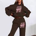 Fall Sporty Minimal Long Sleeve Printed Letter Print Hoodie Set