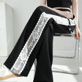 Spring-Summer Sporty Lace Patchwork Lace Trim Hollow-Out Sun-Protection Wide Leg Pants + Pants