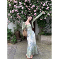 EI Yao New Chinese Retro Floral Camisole + Cardigan Two-Piece Set