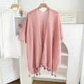 Women's Summer Hollow-Out Fringe Sun-Protection Lightweight Cardigan + Shawl + Top 20 - White