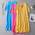 Cotton Linen Heavy Embroidery Plus Size Breathable Mid-Length Dress