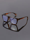Overseas Big Frame Plano Glasses Anti-Blue Fashionable New Western Trendy Street Snap Influencer Style Frame Glasses Women