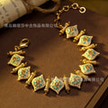 Retro Peach Heart Square Piece Vintage Bracelet Indian Ethnic Tribe Breeze Beaded Necklace Jewelry Set Bestseller