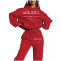 Fashion Plus Size Lined Printed Letter Print Hoodie Set