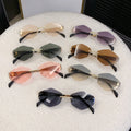 Rimless Beveled Polygon Women Sunglasses Premium Light Luxury Gold Silk No Rim Sunglasses Driving Sun-Proof Glasses