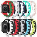 New Fits Apple watch1-8 Third Gen Sports Style Silicone Color Block Two-Tone Apple Band