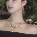 Western Statement Champagne Rhinestone Cutout Teardrop Draped Necklace Women Evening Gown Accessory Clavicle Chain Noble Necklace