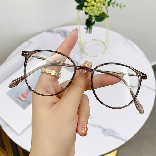 Oval Round Prescription Blue-Light Glasses Fashionable Trendy Overseas Bare Face Influencer Finish Item Men Plano Student Style Prescription Sunglasses