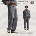 AR Men's American Retro Fleece 430G Washed Distressed Batik Curved Leg Pants